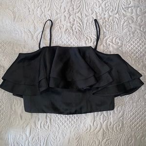 Topshop Petite Crop Top with Ruffle Detail